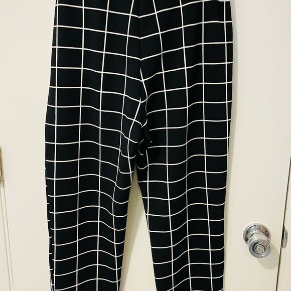 SHEIN MOOSTA Grid Print Paperbag Waist Belted Wide Leg Pants geometric XL sz 12 - Picture 4 of 8